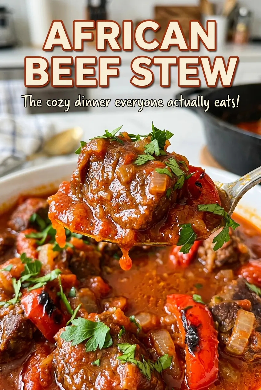 African Beef Stew rich tomato pepper sauce