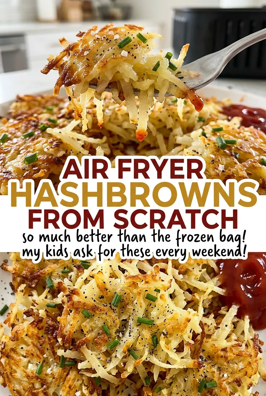 Air fryer hashbrowns from scratch, crisp potato rounds