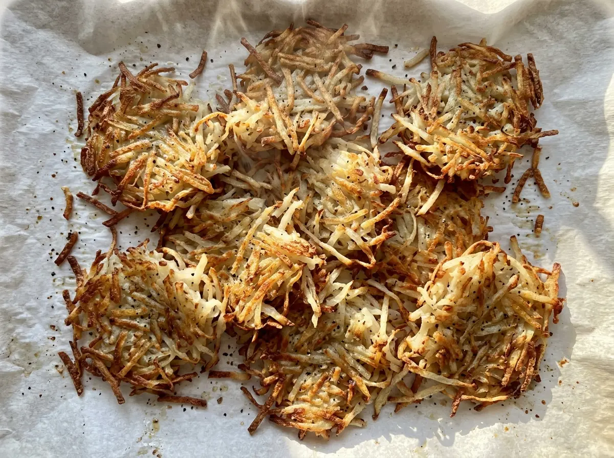 Air fryer hashbrowns from scratch, golden crisp patties