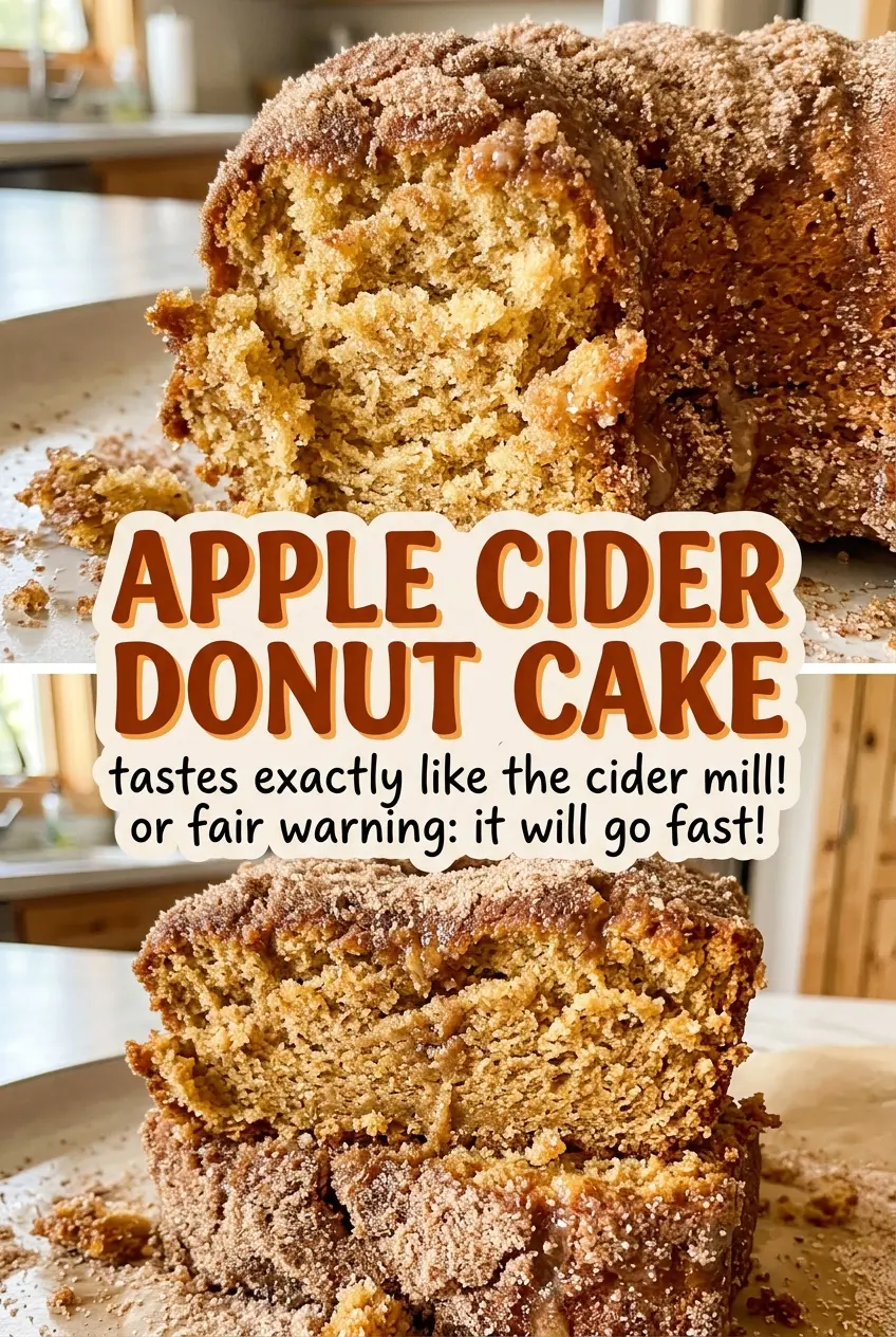 Apple Cider Donut Cake with tender spiced crumb