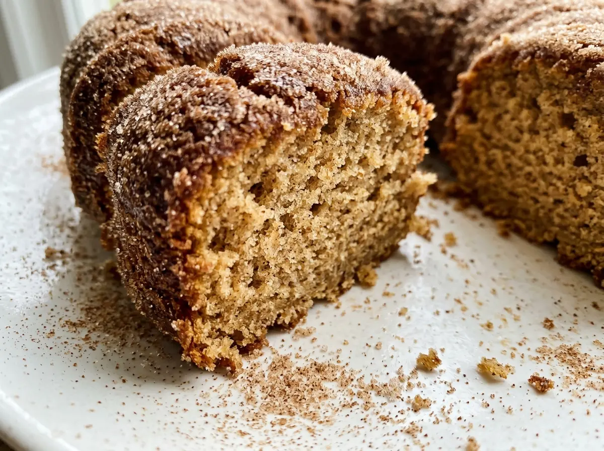 Apple Cider Donut Cake with cinnamon sugar crust