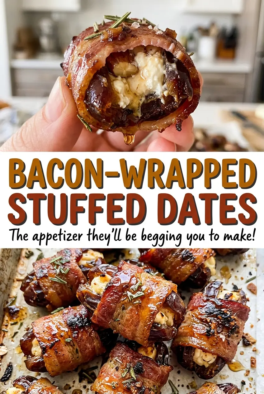 Bacon Wrapped Stuffed Dates, creamy and crisp