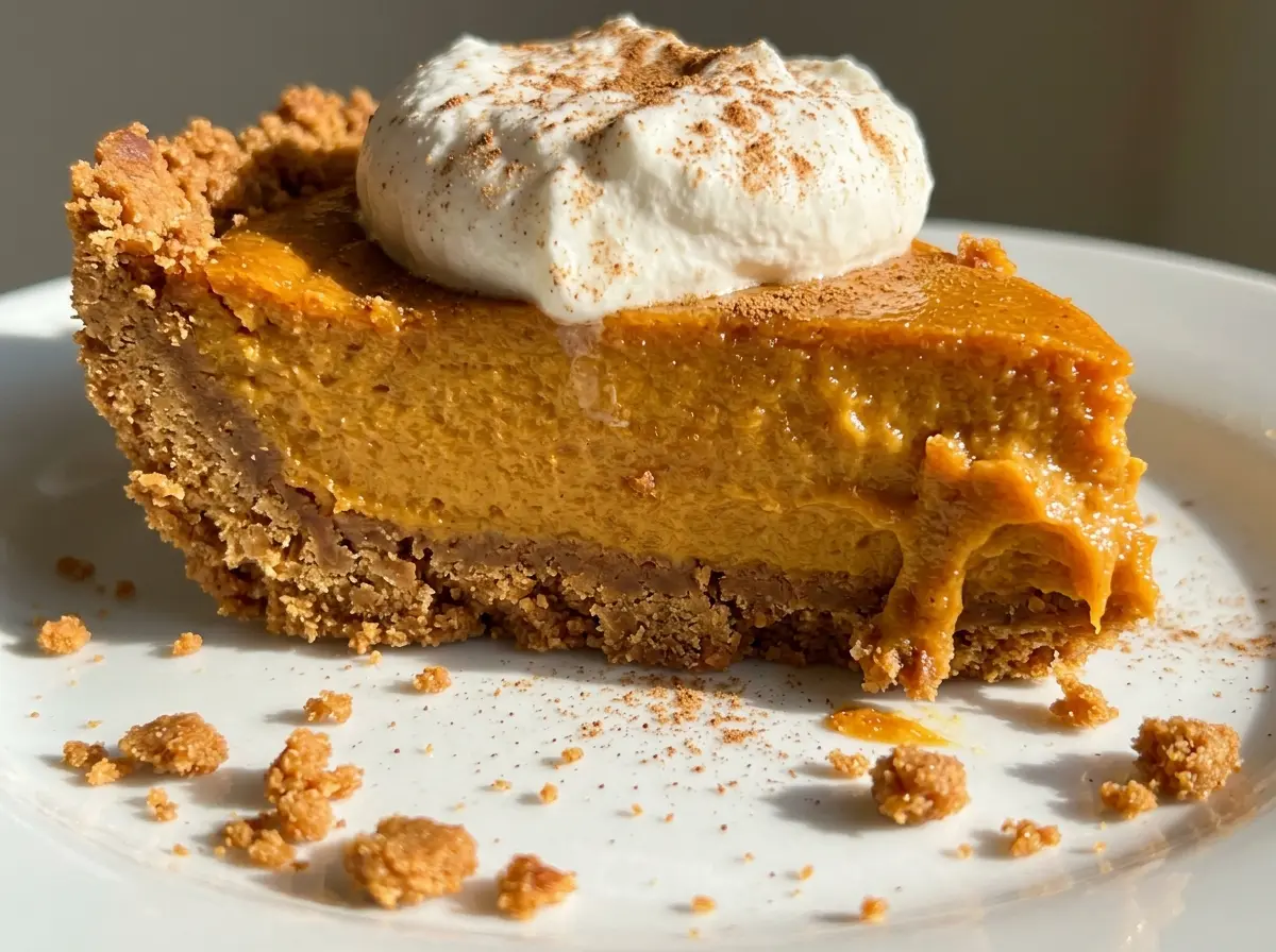 Biscoff Pumpkin Pie spiced cookie crust