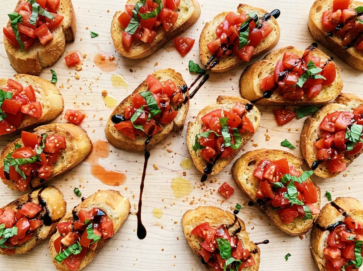 Bruschetta with Balsamic Glaze golden basil toasts