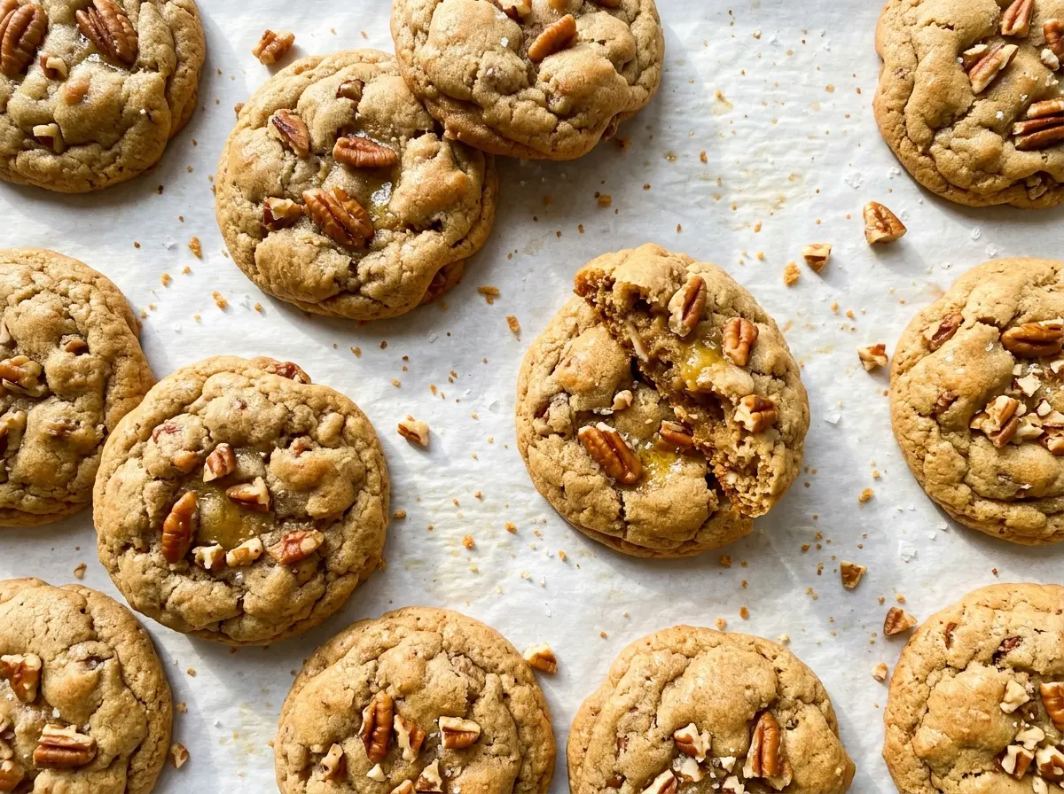 Butter Pecan Cookies with golden edges