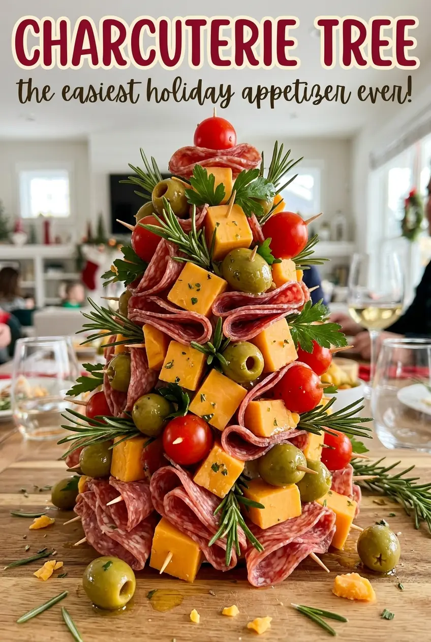 Charcuterie Tree with cheese and grapes
