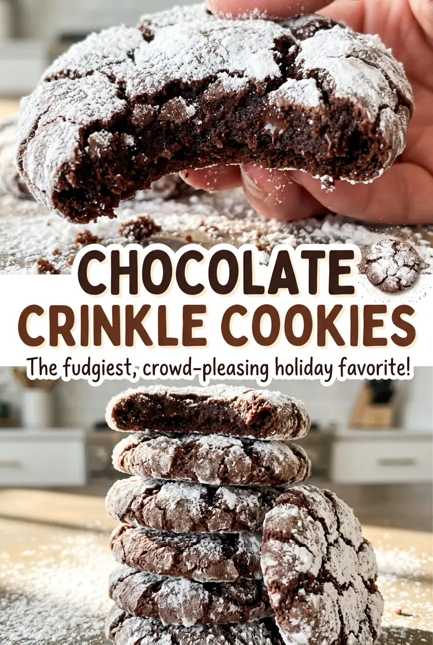 Chocolate crinkle cookies with soft centers