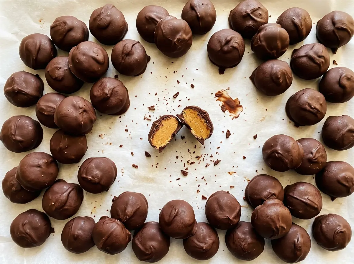 Chocolate Peanut Butter Candies glossy chocolate shell