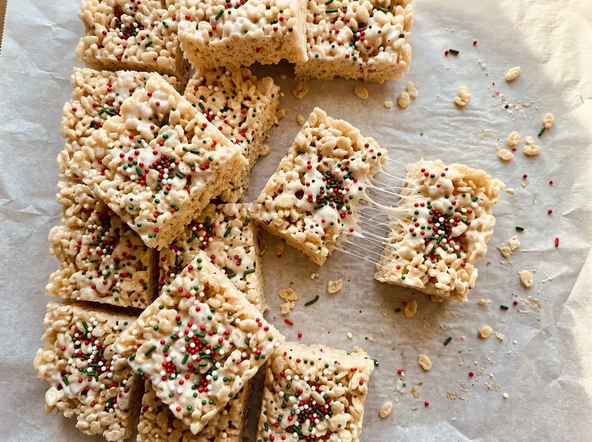 Christmas Rice Krispie Treats festive crisp squares