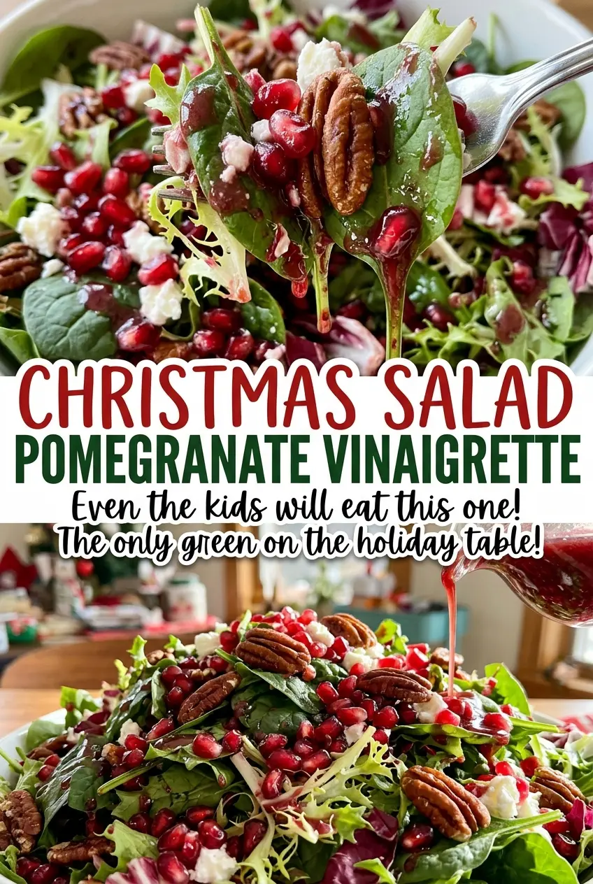 Christmas Salad with Pomegranate Vinaigrette, festive and fresh