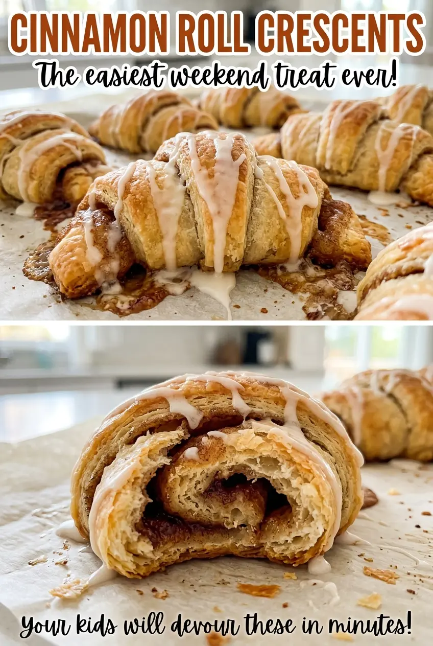 Cinnamon Roll Crescents glazed golden pastry