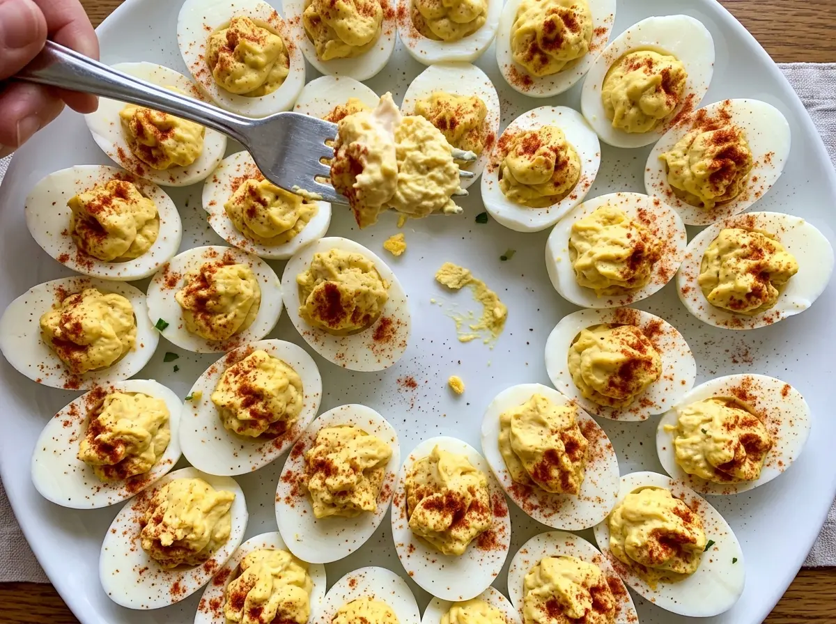 Classic deviled eggs with creamy filling