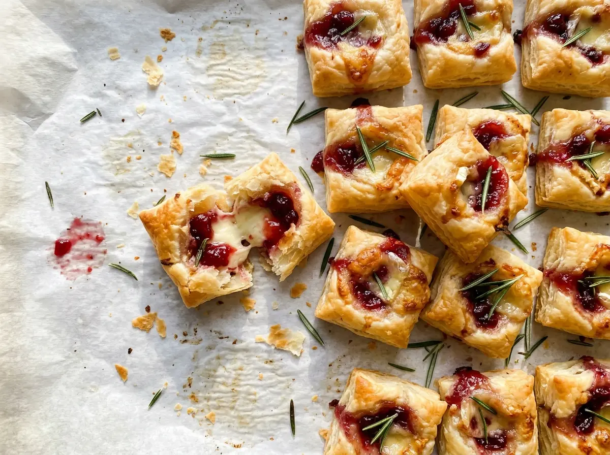 Cranberry Brie Bites with flaky golden pastry