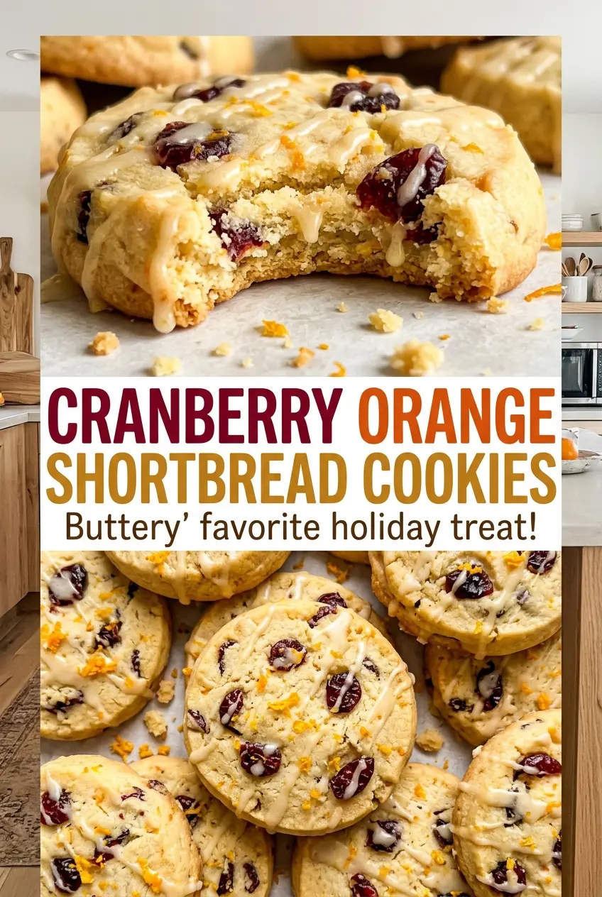 Cranberry orange shortbread cookies buttery citrus