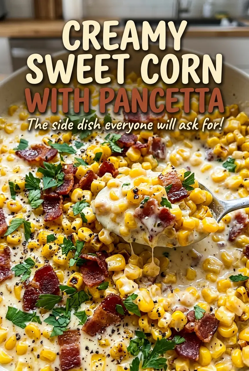 Creamy Sweet Corn with Pancetta crisp pancetta chives