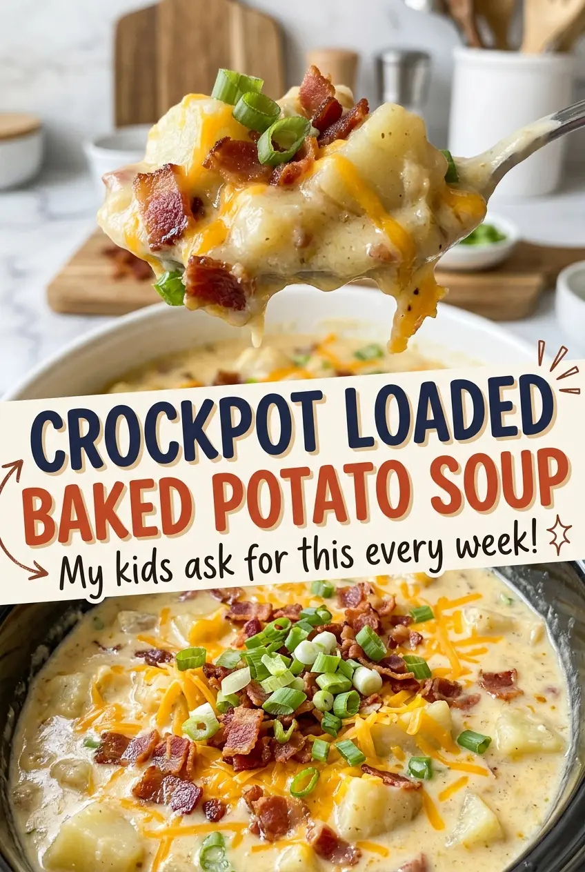 Crockpot Loaded Baked Potato Soup bacon cheddar toppings