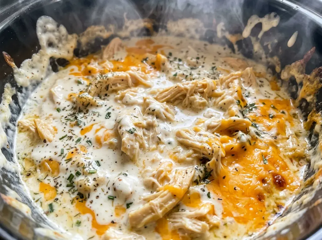 Crockpot Ranch Chicken with Creamy Cheese Sauce