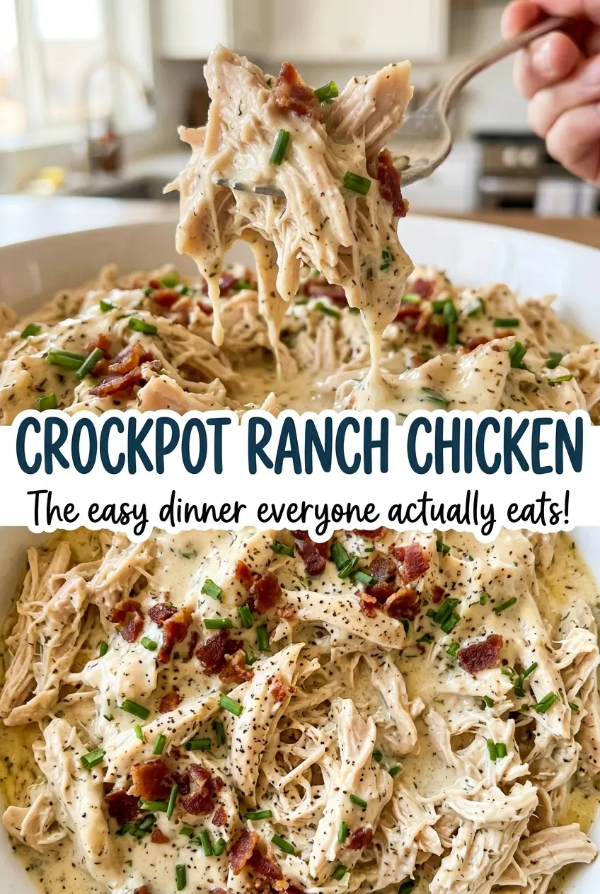 Crockpot Ranch Chicken creamy shredded chicken