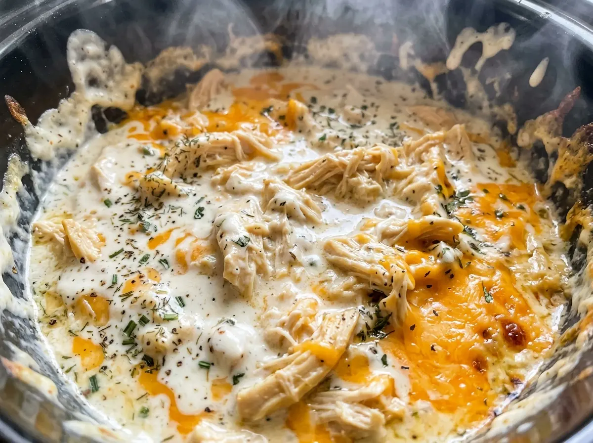 Crockpot Ranch Chicken creamy shredded chicken