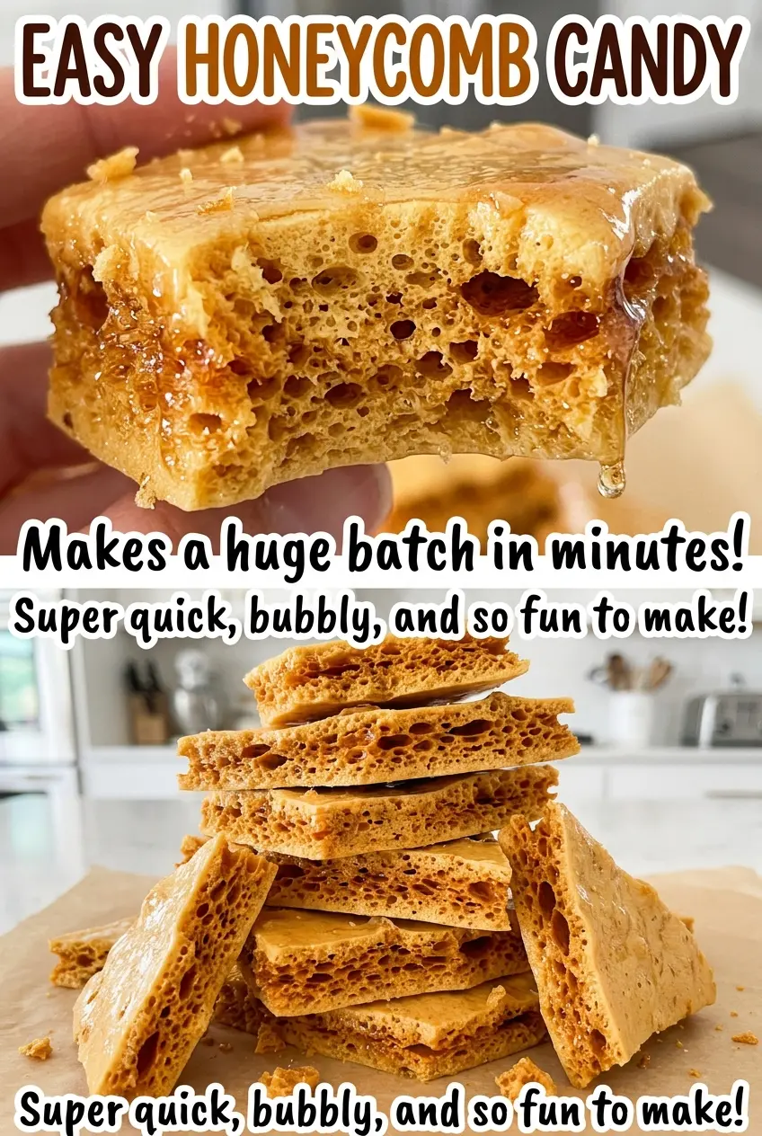 Easy Honeycomb Candy bubbly crisp pieces