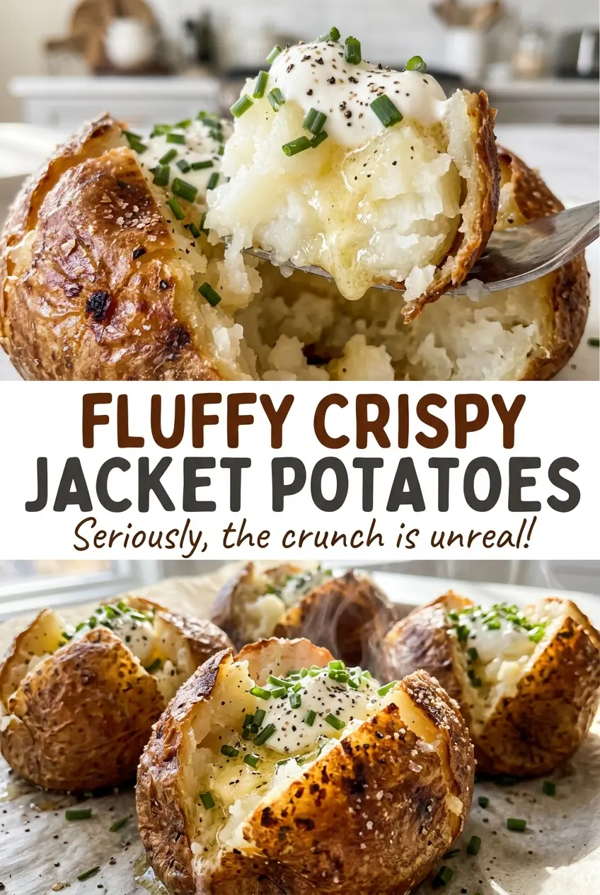 Fluffy Crispy Jacket Potatoes, fluffy centers