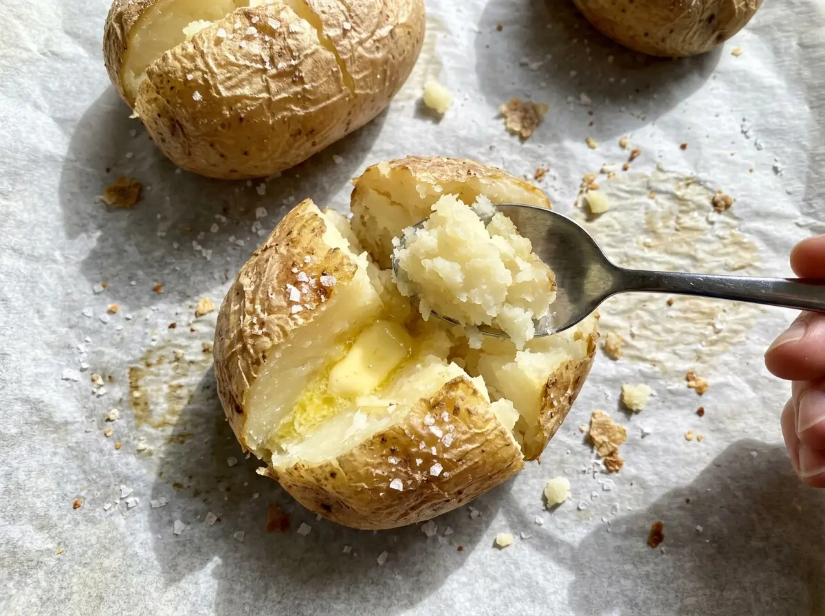 Fluffy Crispy Jacket Potatoes with golden, crisp skins