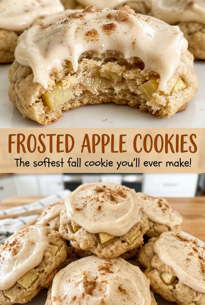 Frosted Apple Cookies with cinnamon spice and smooth icing