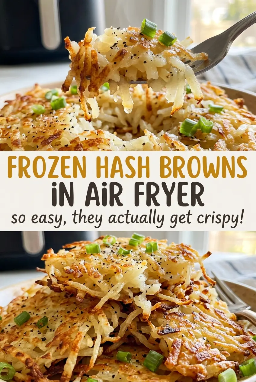 Frozen hash browns in air fryer, crisp golden breakfast