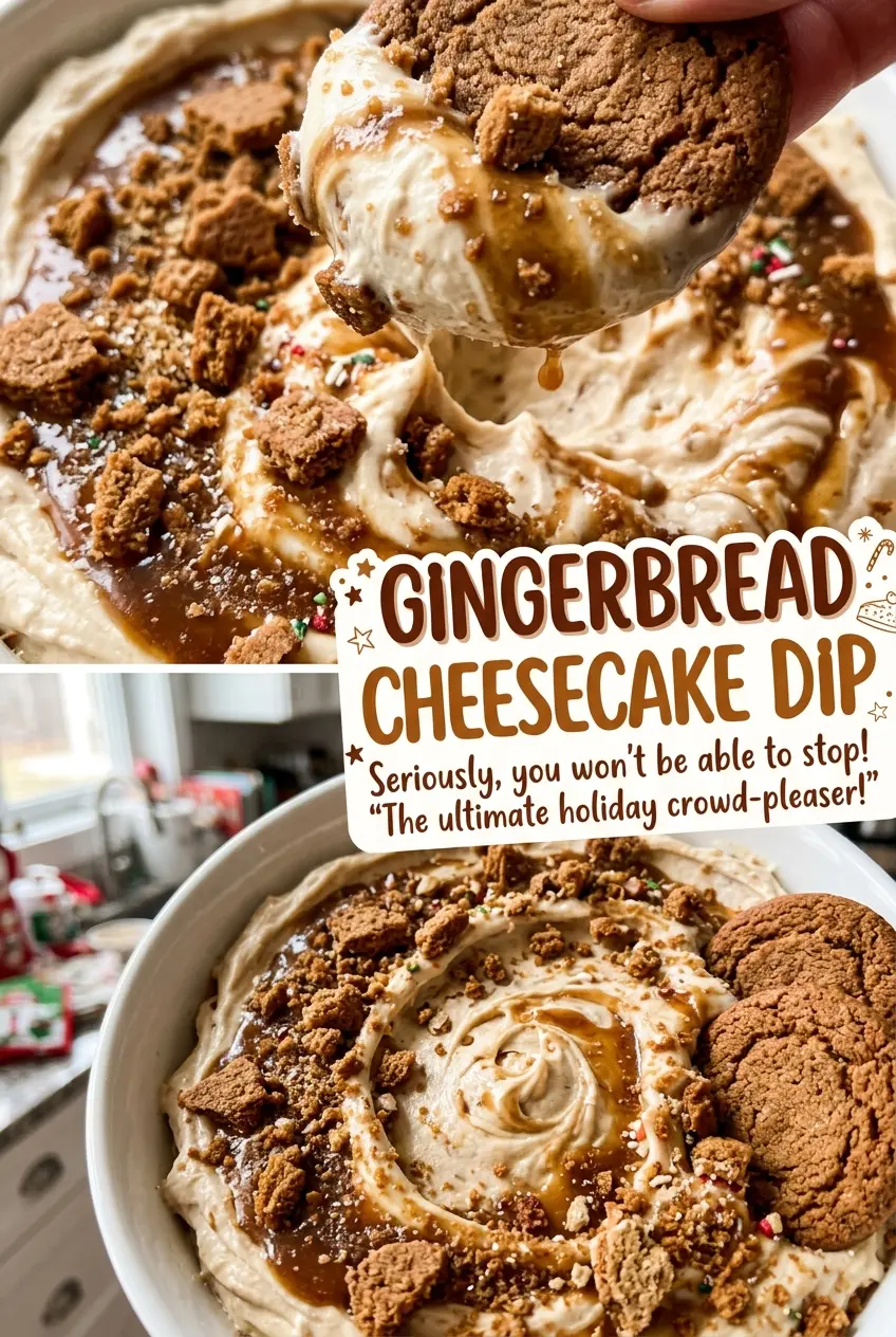 Gingerbread Cheesecake Dip with fluffy gingerbread spice