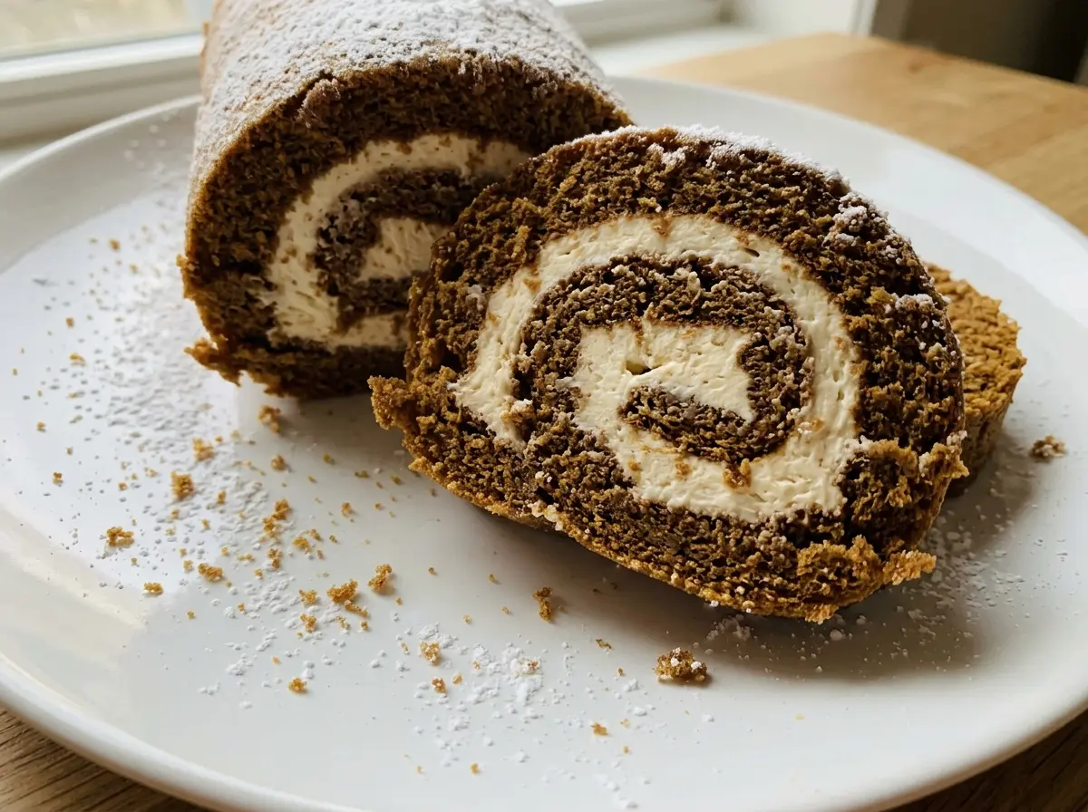 Gingerbread Swiss Cake Roll with spiced cake