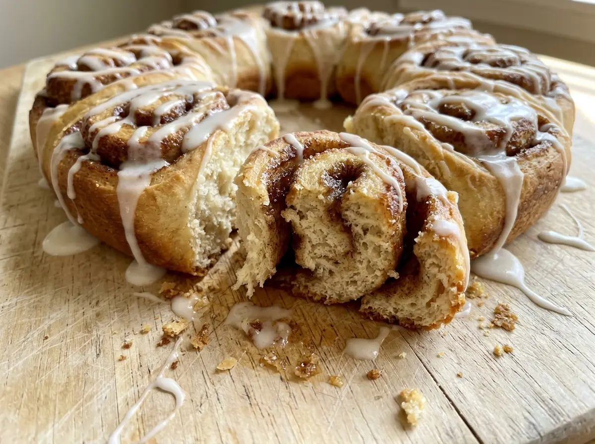 Gluten Free Cinnamon Roll Wreath golden cinnamon twist