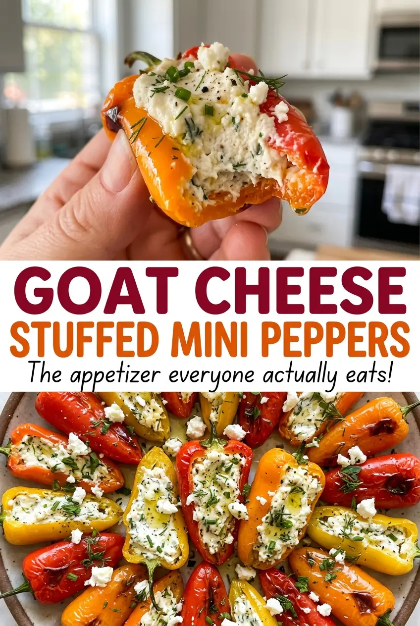 Goat Cheese Stuffed Mini Peppers with creamy filling and blistered edges