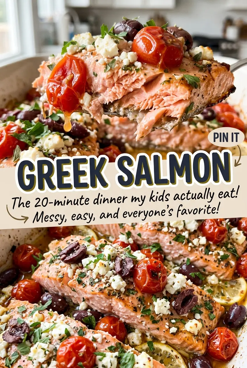 Greek salmon with Kalamata olives and soft feta