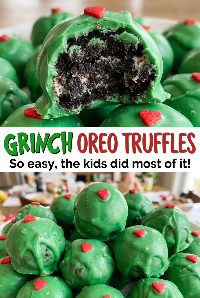 Grinch Oreo Truffles green candy hearts