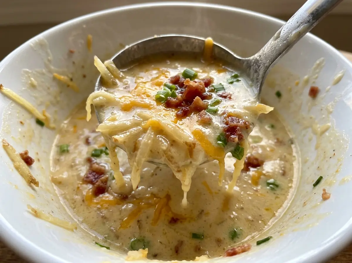 Hash Brown Potato Soup creamy bacon cheddar