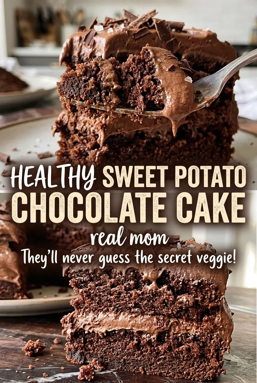 Healthy sweet potato chocolate cake with moist cocoa crumb