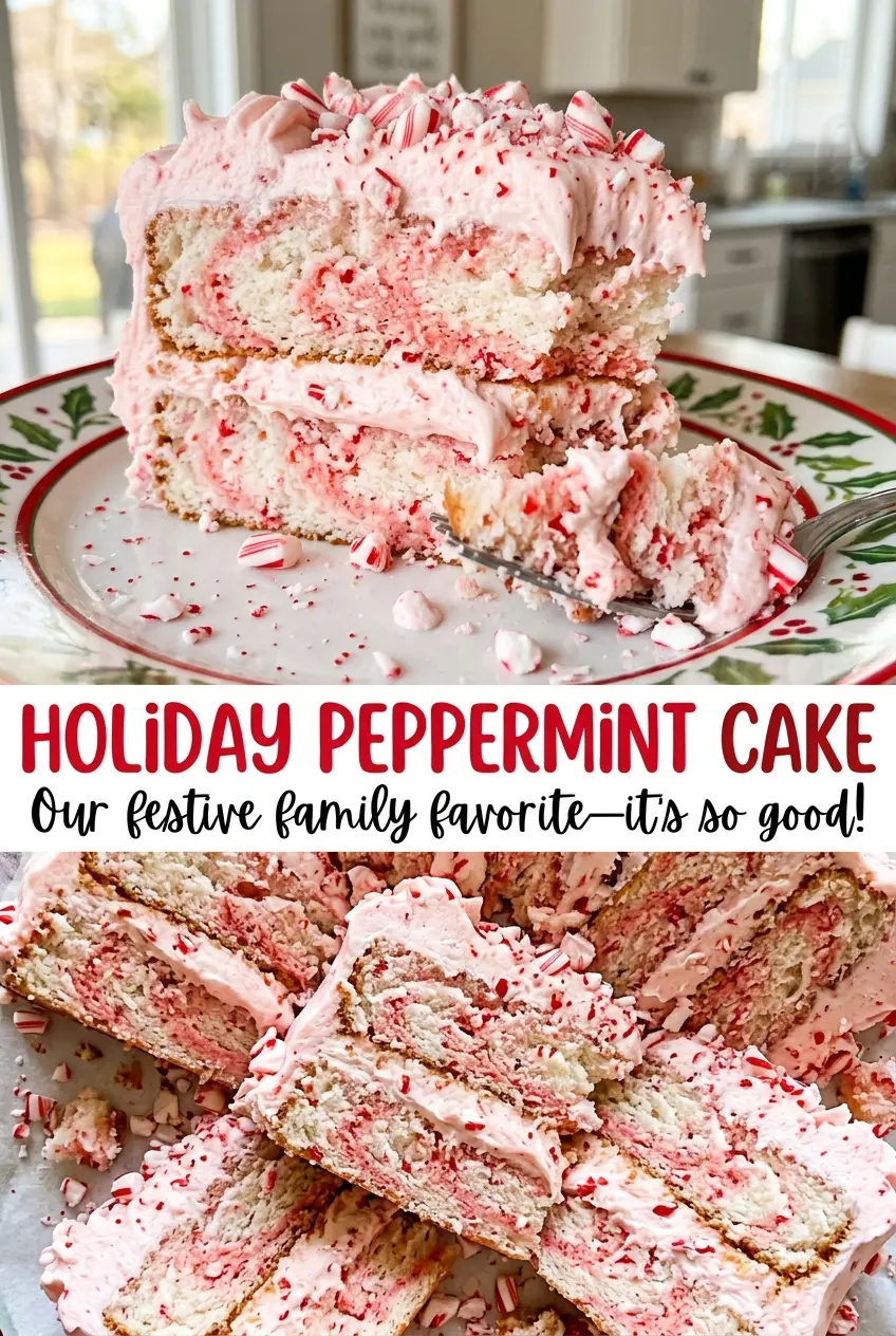 Holiday Peppermint Cake fluffy mint buttercream