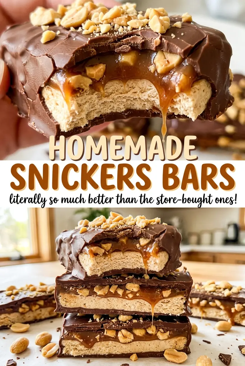 Homemade Snickers Bars chewy caramel peanut