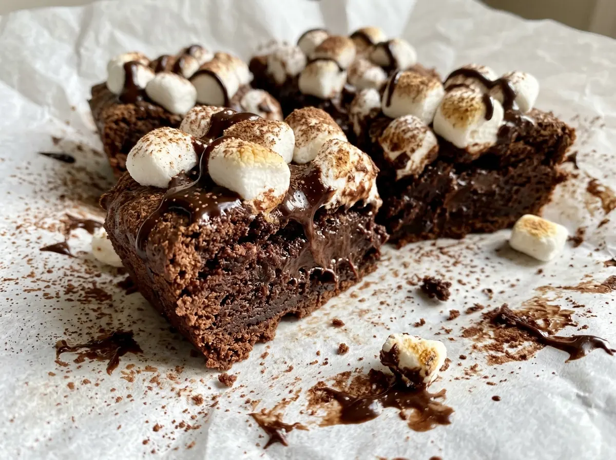 Hot Chocolate Brownies fudgy marshmallow-topped squares