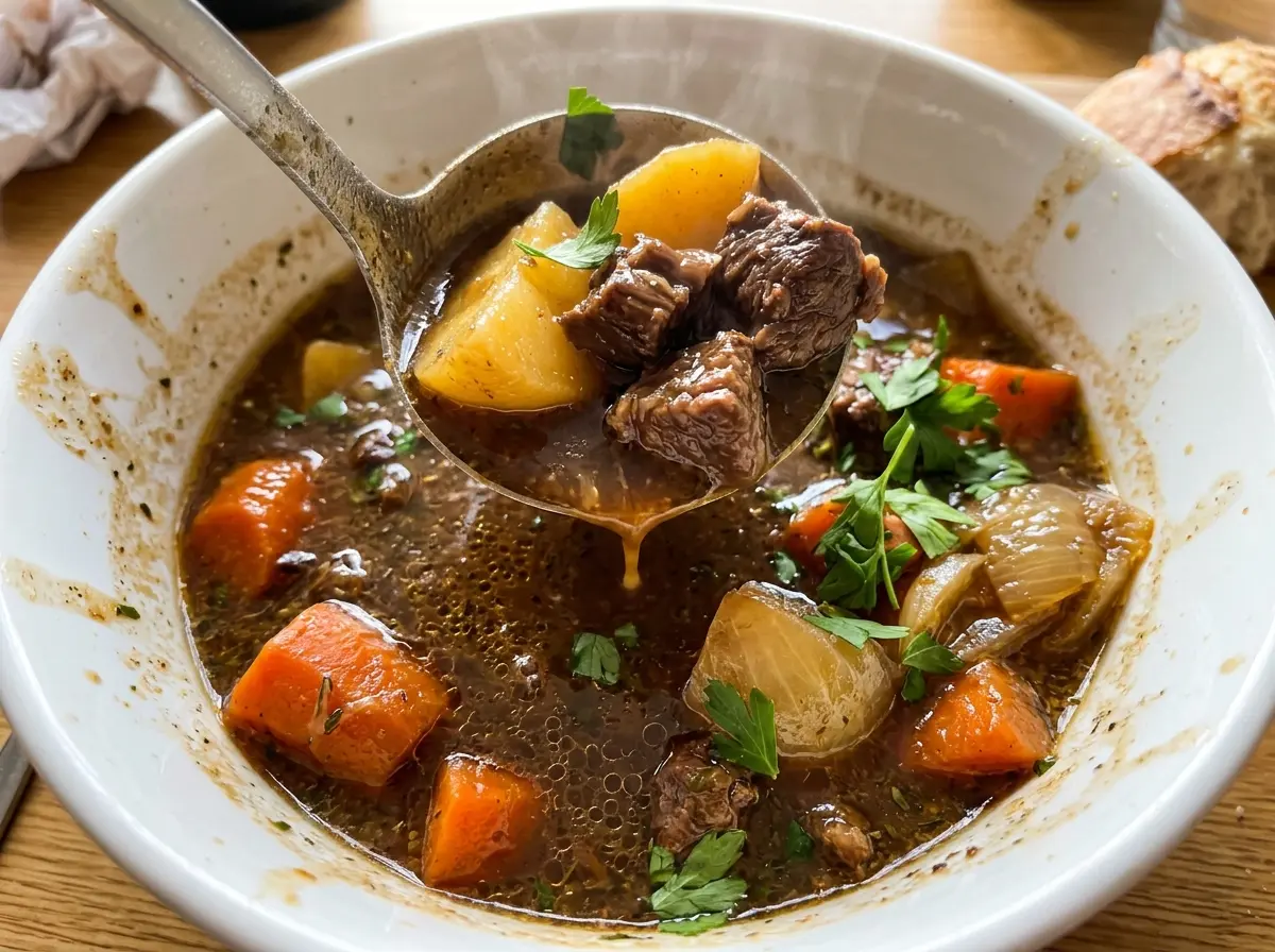 Irish beef stew, rich and hearty