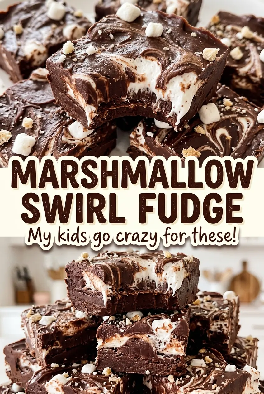 Marshmallow Swirl Fudge creamy chocolate squares