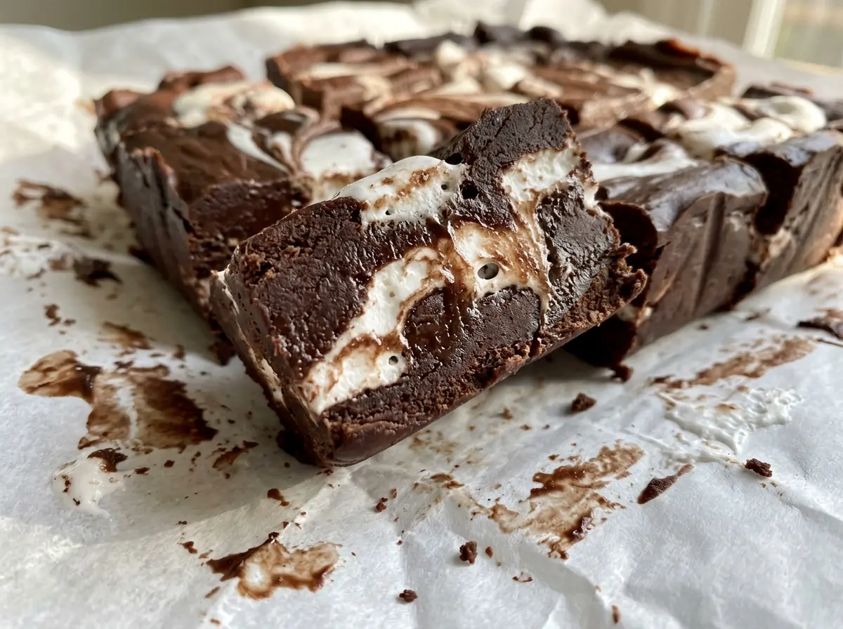 Marshmallow Swirl Fudge chocolate marshmallow ribbons