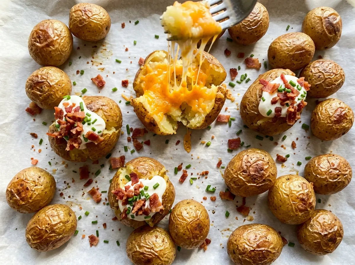 Mini Baked Potatoes browned crisp edges