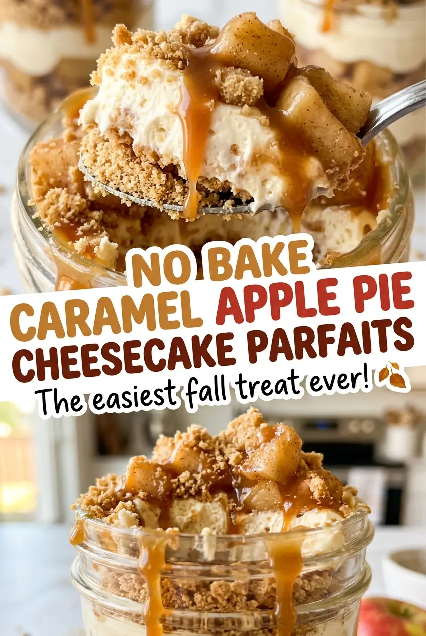 No Bake Caramel Apple Pie Cheesecake Parfaits caramel apple layers