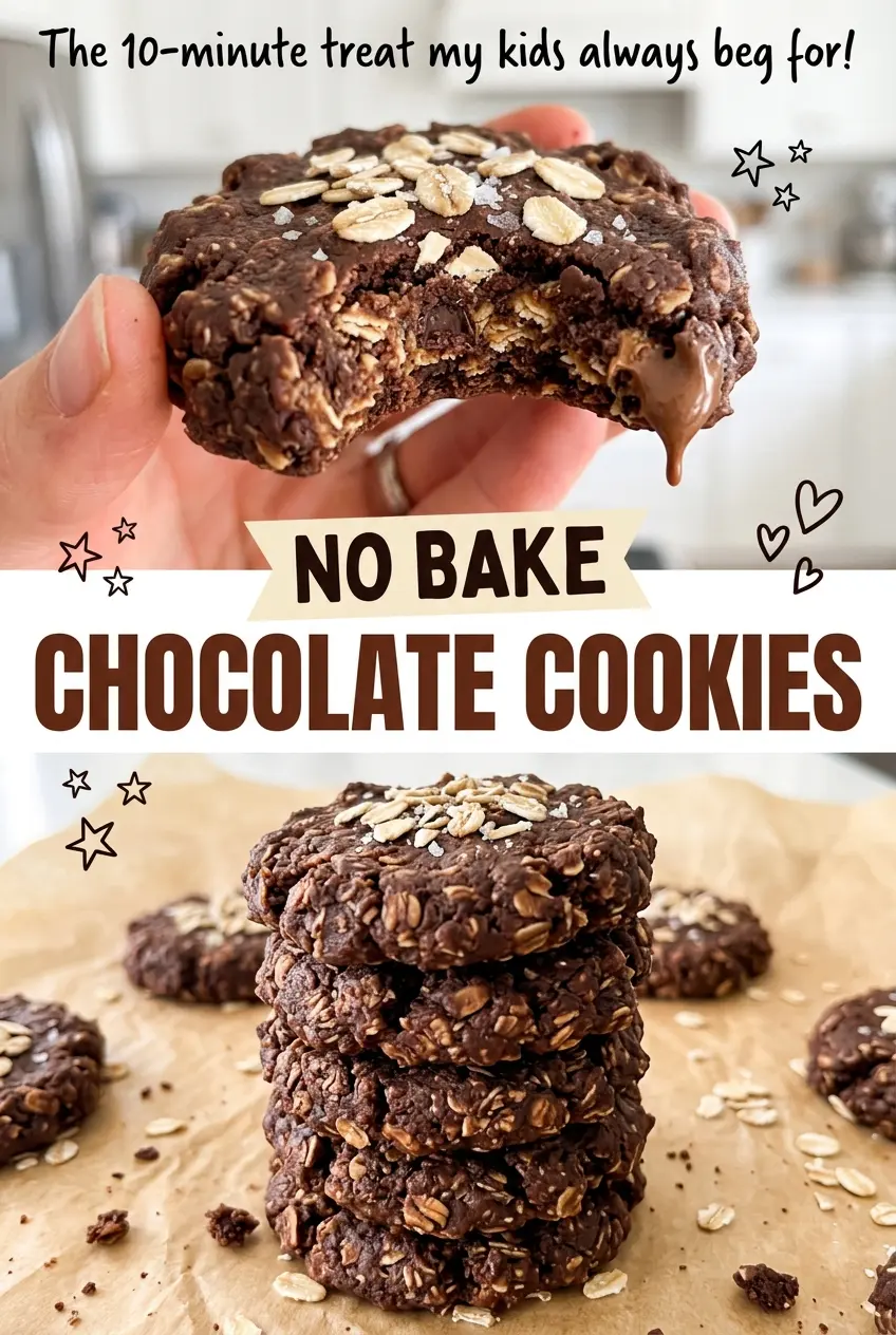 No Bake Chocolate Cookies with peanut butter oats