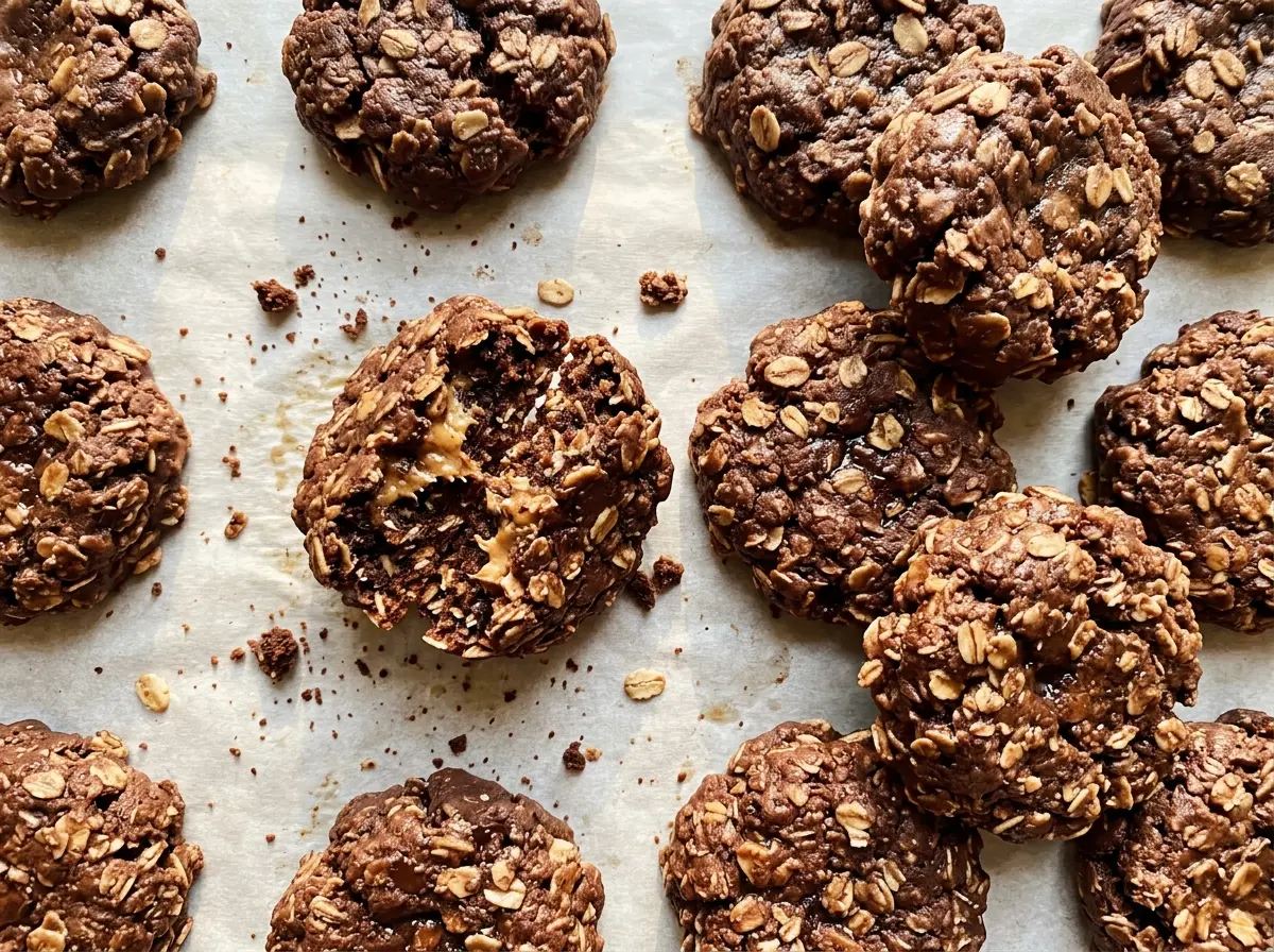 No Bake Chocolate Cookies with cocoa and oats