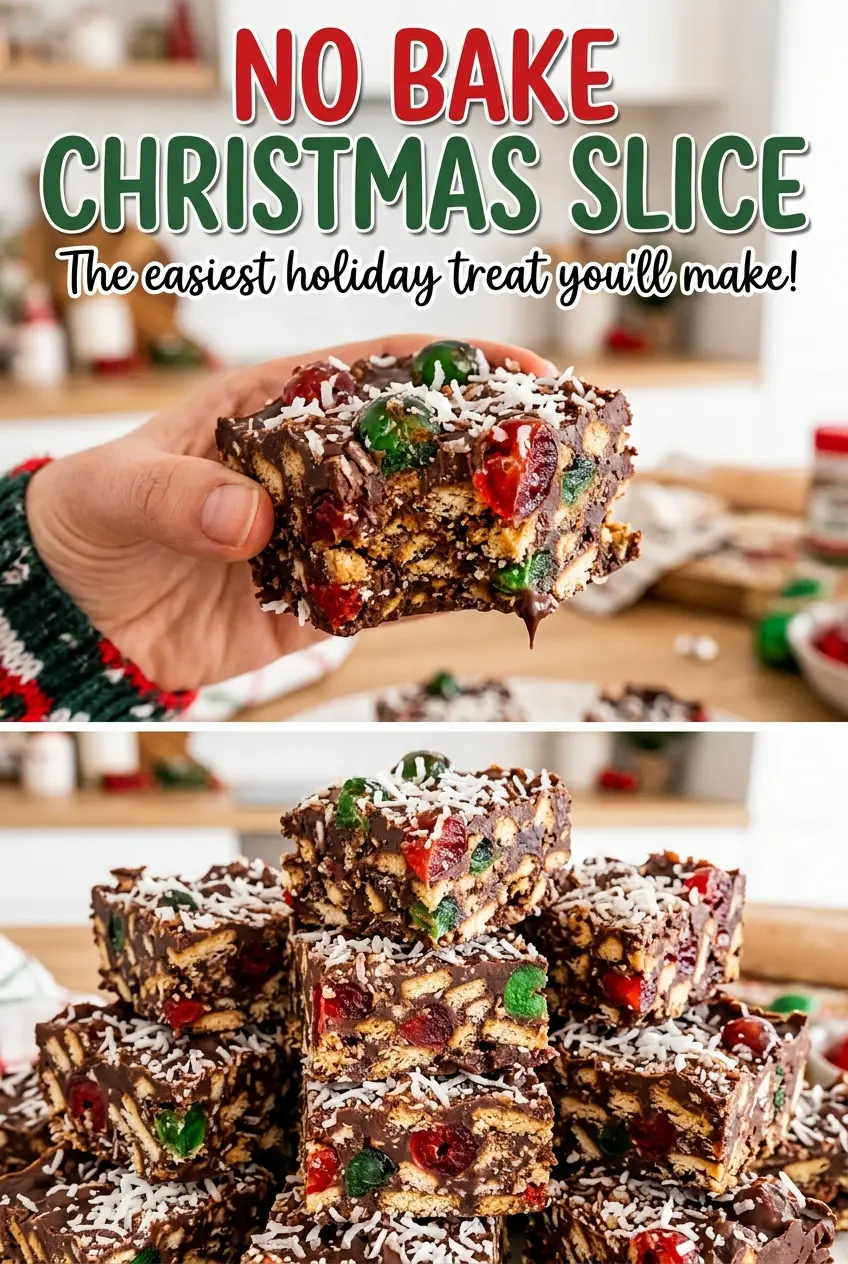 No Bake Christmas Slice cranberry chocolate bars