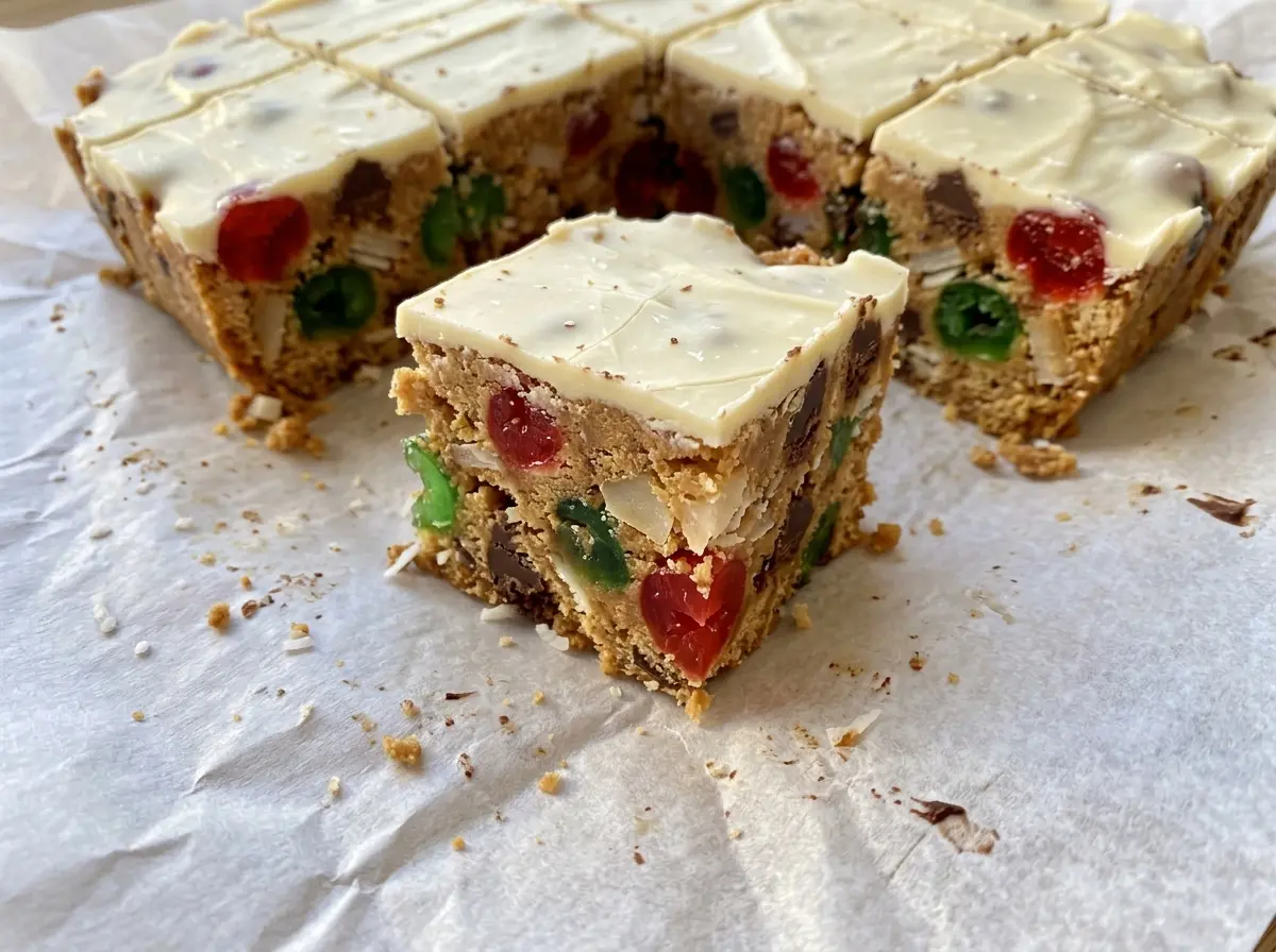 No Bake Christmas Slice chocolate pistachio squares
