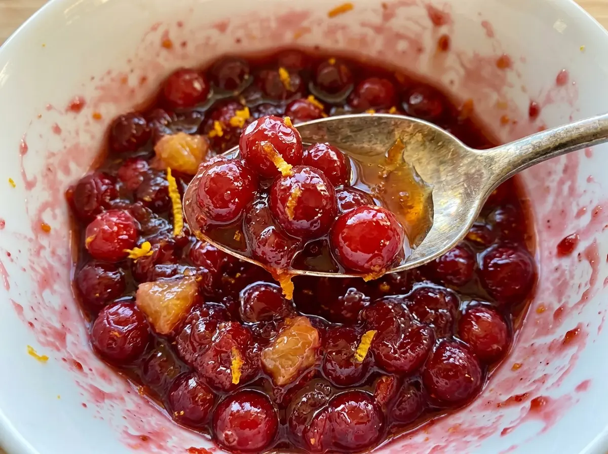 Orange Amaretto Cranberry Sauce glossy ruby berries