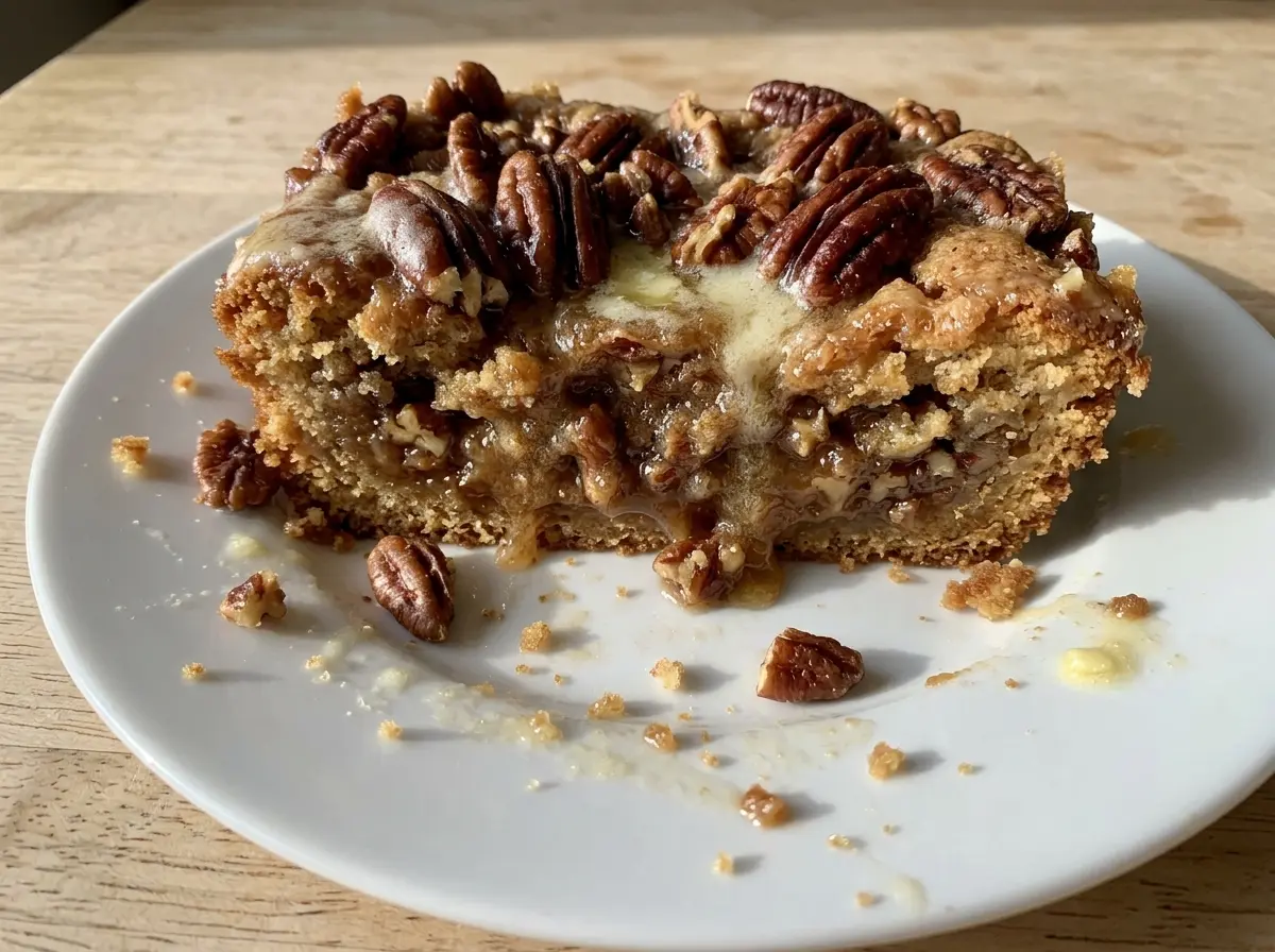 Pecan Dump Cake golden pecan topping